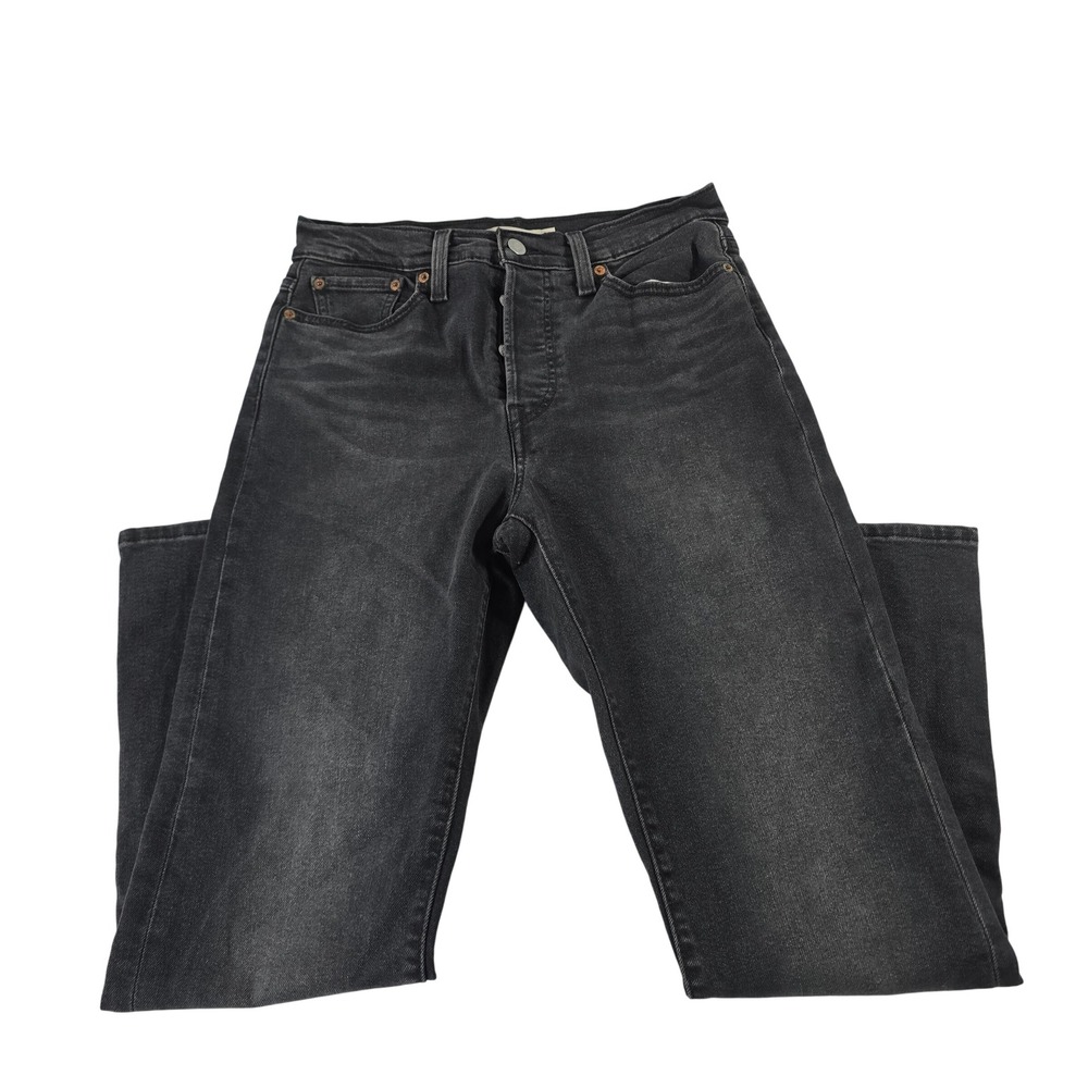 Levis Wedgie Straight Jeans Womens 29 Gray High Rise Button Fly 34964-0206